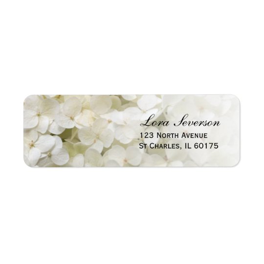 Adresse de retour florale d'hortensia blanc étiquettes d’adresse retour