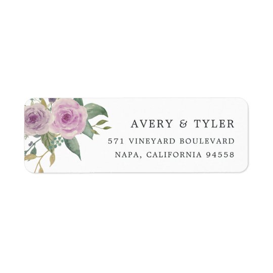 Adresse de retour florale violette et sage étiquettes d’adresse retour