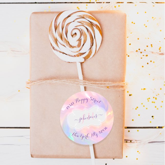Adresse de retour Holographique RSVP Étiquette Mon (RSVP Holographic Return Address Label Monogram)