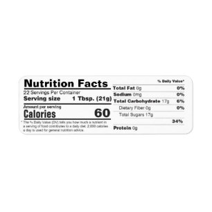 Adresse de retour horizontale Étiquette de la nutr