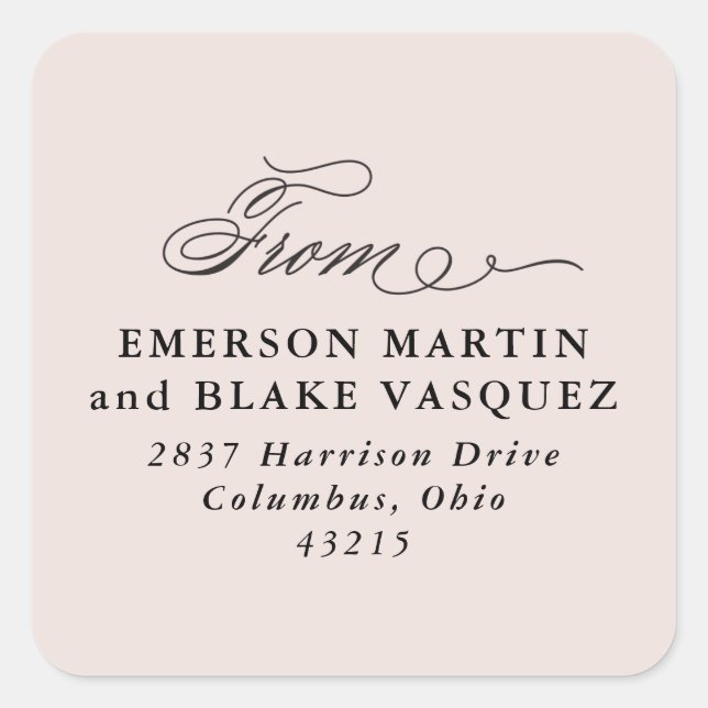 Adresse de retour mariage rouge autocollant rose (Devant)