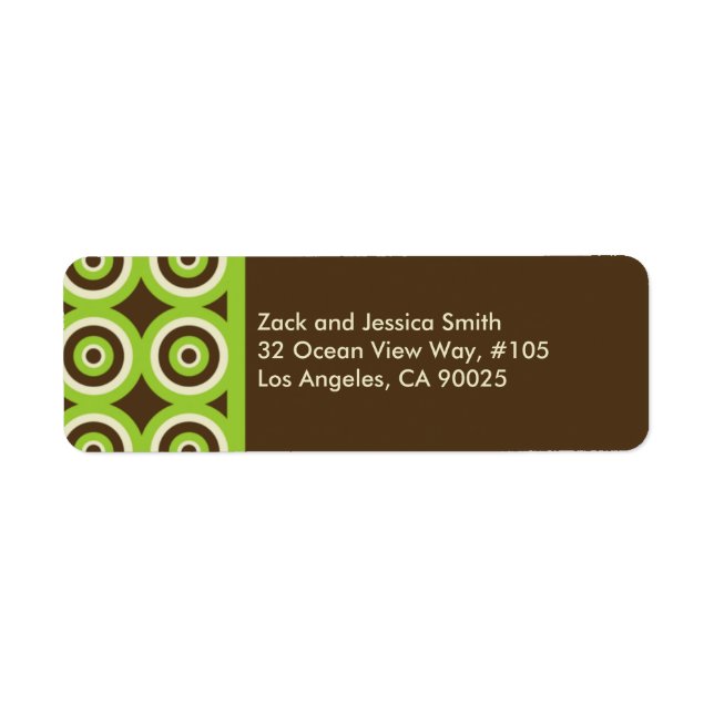 Adresse de retour moderne Étiquette Vert et Brown (Devant)