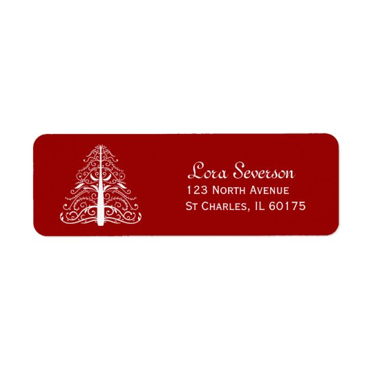 Adresse de retour rouge d'arbre de Noël Étiquette D'adresse Retour