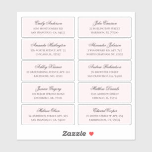 Adresse des invités roses. étiquettes mariages
