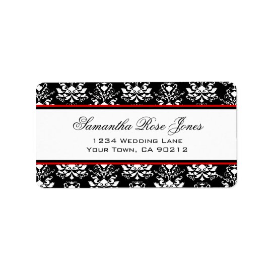 Adresse élégante d'accent rouge noir et blanc de d étiquette d'adresse