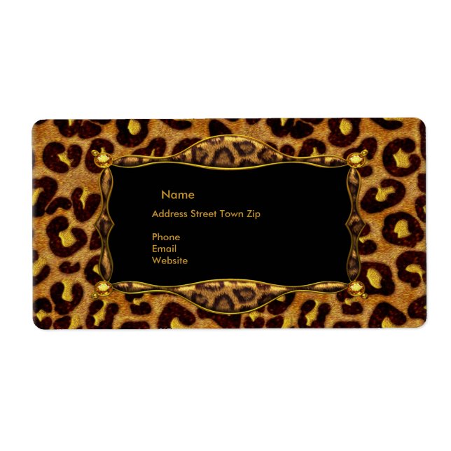 Adresse Étiquette Noir Or Label Leopard (Devant)