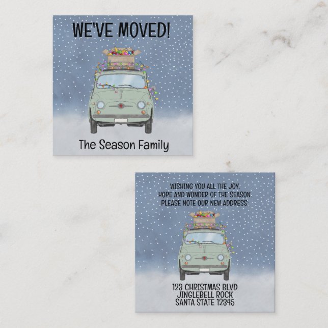 Adresse Faire-part Fiat 500 avec feu de Noël (Devant / Derrière)