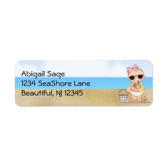 Adresse fraîche de bébé de plage étiquette d’adresse retour