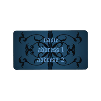 Adresse gothique bleue fantaisie ou étiquette du l
