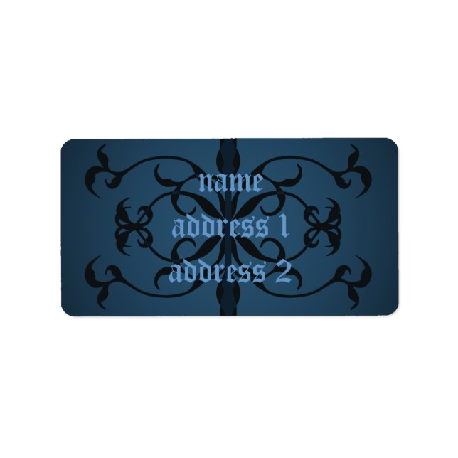 Adresse gothique bleue fantaisie ou étiquette du l (Devant)