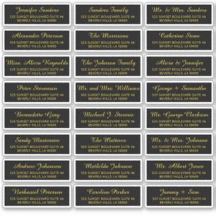 Adresse individuelle en or noir étiquette élégant