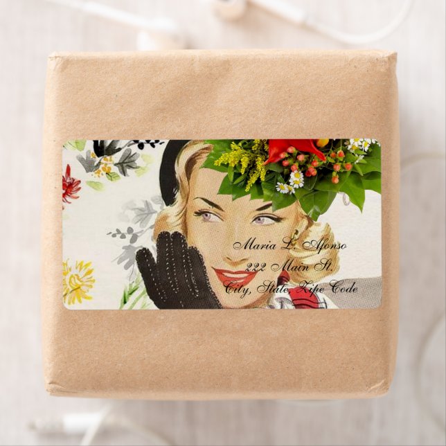 Adresse Retour Étiquette femme Floral (En situation)