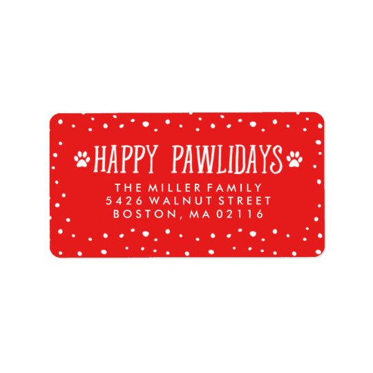 Adresse rouge heureuse de vacances de Pawlidays | Étiquette D’adresse