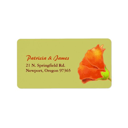 Adresse simple de mariage de rose trémière rouge étiquette d'adresse
