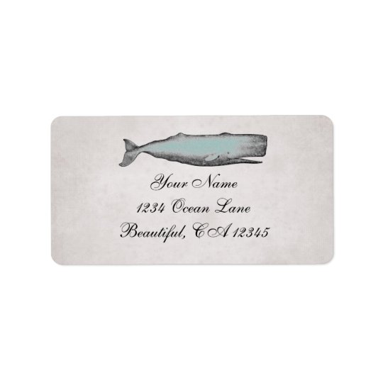 Adresse victorienne vintage de plage de baleine étiquette d'adresse