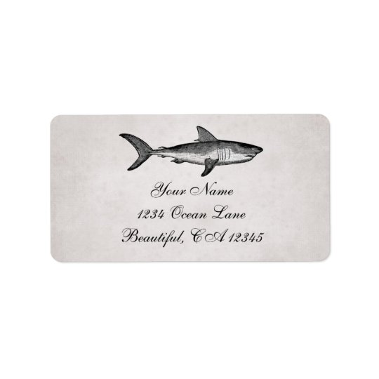 Adresse vintage de plage d'océan de requin étiquette d’adresse