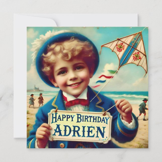 ADRIEN ~ Carte d'anniversaire ~ Cerf-volant ~ Cart (Devant)
