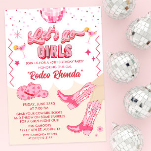 Adulte Disco Cowgirl Anniversaire Fête Invitation