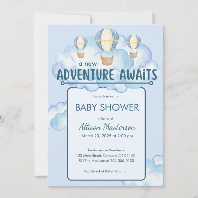 Adventure Attend Baby shower Invitation (Devant)