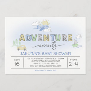 Adventure Attend Invitation Baby shower Voyage