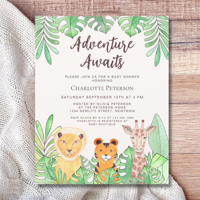 Adventure Attend Safari Animaux Baby shower Invita (Créateur téléchargé)