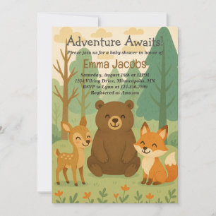 Adventure Attend Woodland Baby shower Invitation