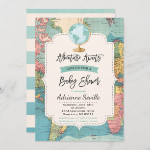 Adventure Await and Baby shower Invitation Map Sho