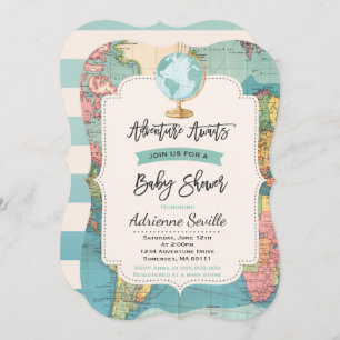 Adventure Await and Baby shower Invitation Map Sho