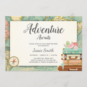 Adventure Await Baby shower invitation Carte de vo