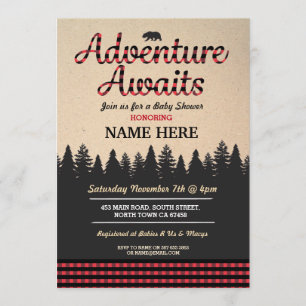 Adventure Await Baby shower Lumberjack Invitation 