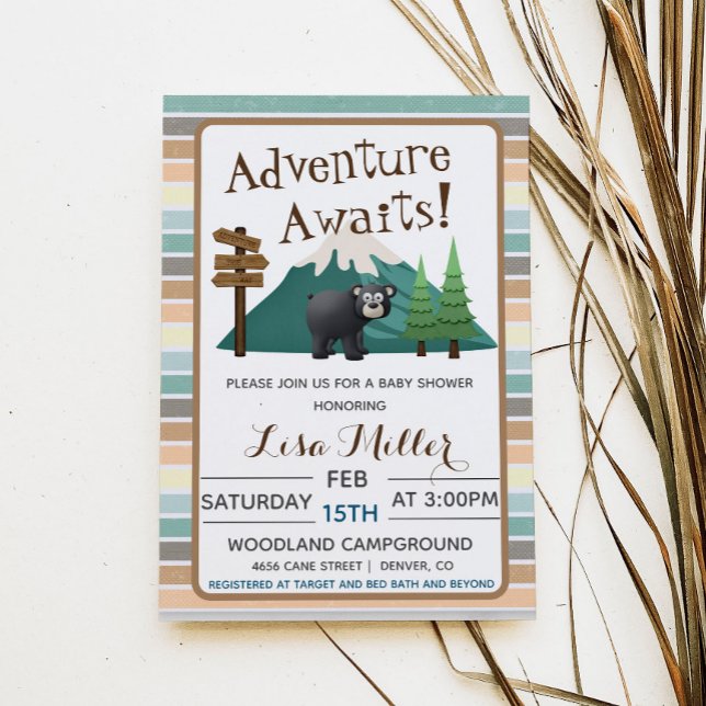 Adventure Await Camping Baby shower Invitation (Créateur téléchargé)