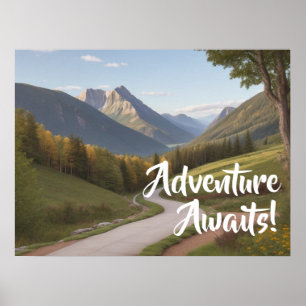 Adventure Await Mountain Giclée Art Poster Imprime