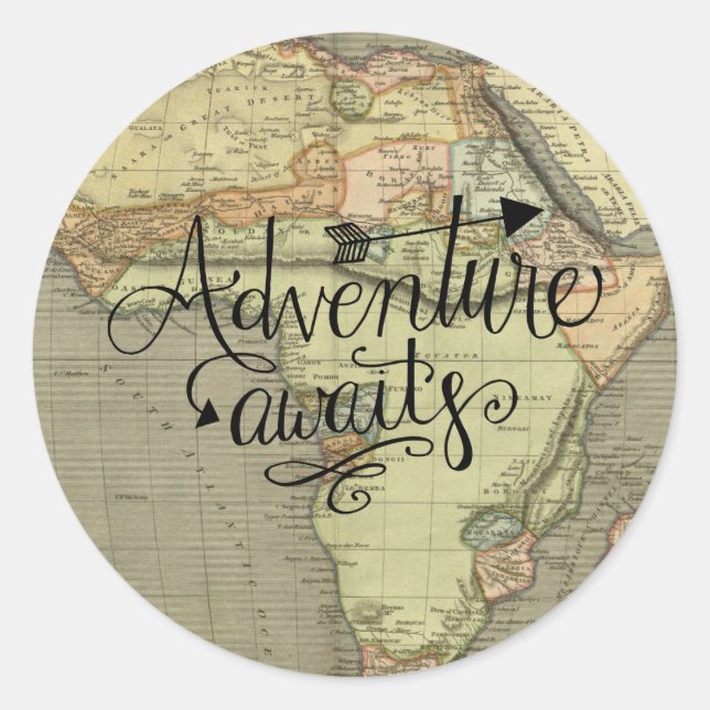 Adventure Await Old World Map Sticker (Devant)
