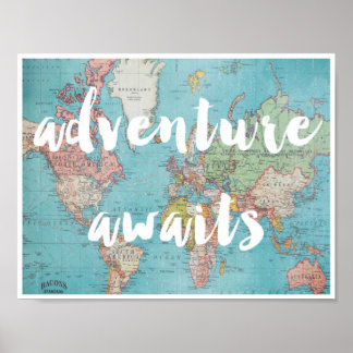 Adventure Await on Vintage World Map Poster