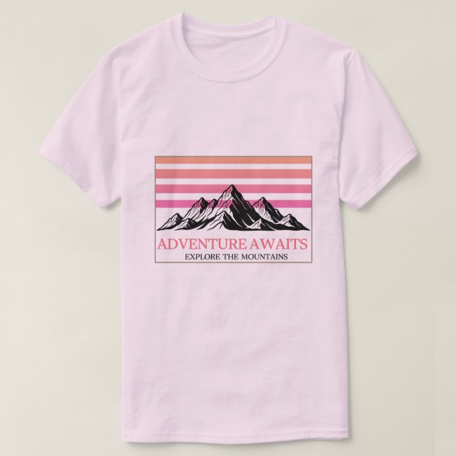Adventure Awaits Mountain Sunset T-Shirt (Design devant)