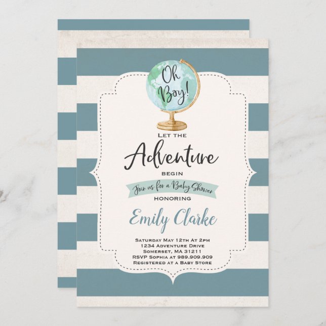 Adventure commence l'Baby shower Invitation Carte  (Devant / Derrière)