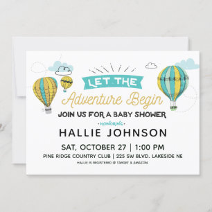 Adventure Hot Air Balloon Douche Invitation