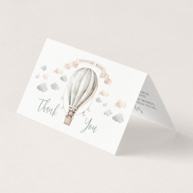 Adventure Teddy Baby shower Merci pliable (Front)