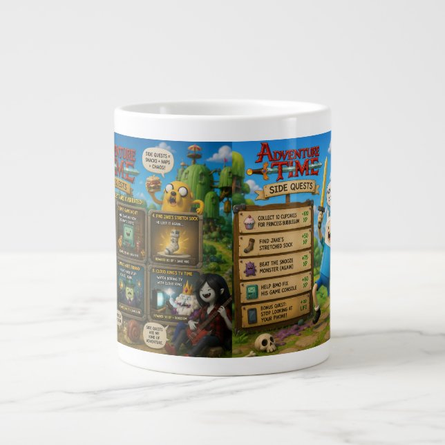 Adventure Time Side Quests Grand Mug à Café (Devant)