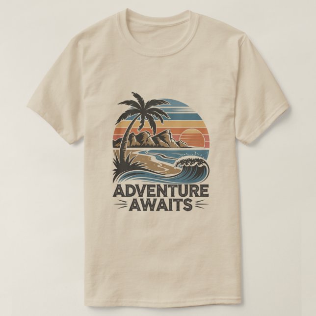 Adventures Await: Bold Exploration T-Shirt Design (Design devant)