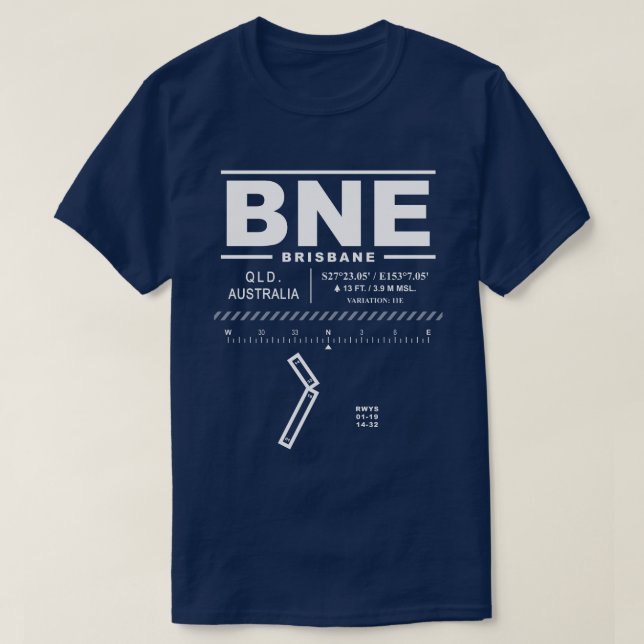 Aéroport de Brisbane BNE T-Shirt (Design devant)
