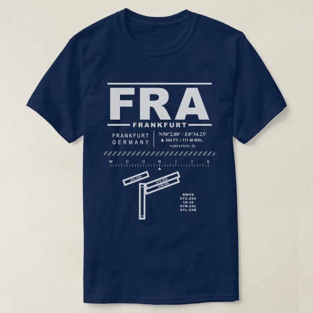 Aéroport de Francfort FRA T-Shirt (Design devant)