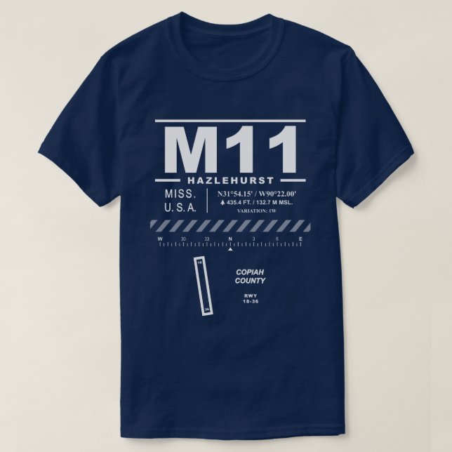 Aéroport du comté de Copiah M11 T-Shirt (Design devant)
