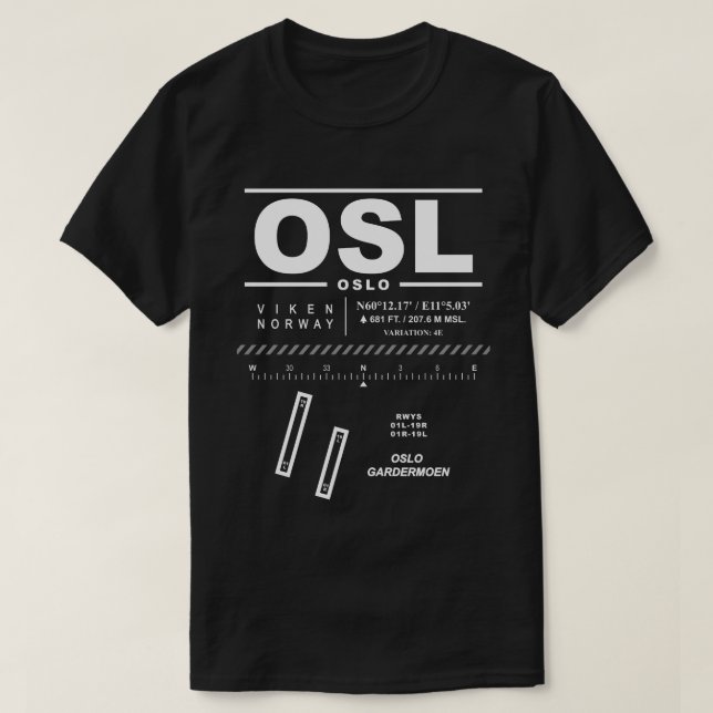 Aéroport Gardermoen d'Oslo OSL T-Shirt (Design devant)