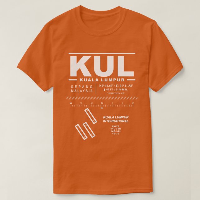 Aéroport international de Kuala Lumpur KUL T-Shirt (Design devant)