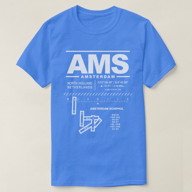 Aéroport Schiphol d'Amsterdam AMS T-Shirt (Design devant)