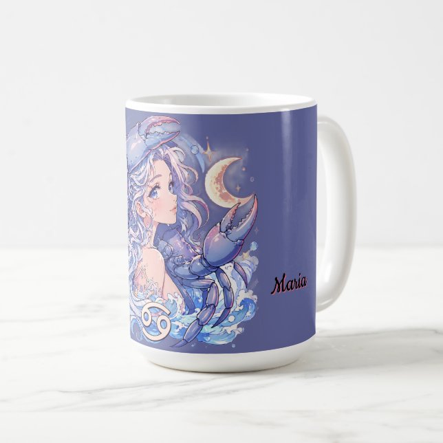 Aesthetic Anime Cancer Zodiac Coffee Mug (Devant droit)