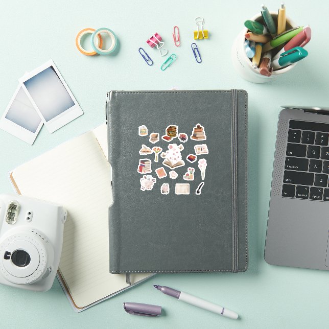 Aesthetic Book & Flower Stickers (Couverture iPad)