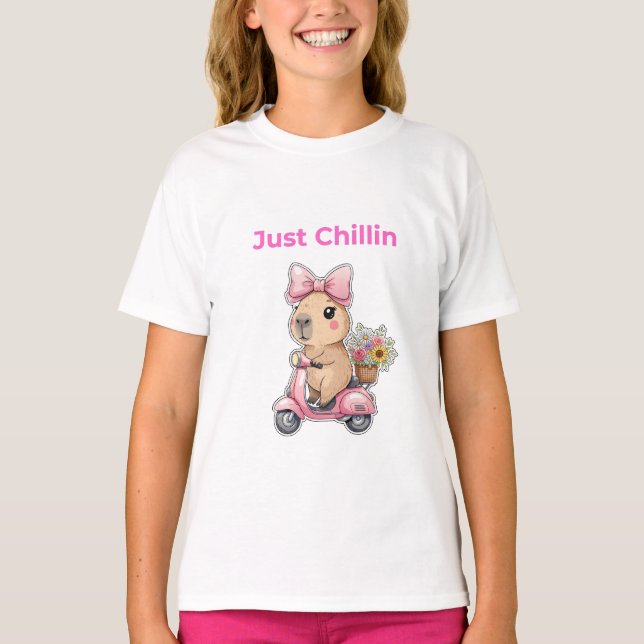 Aesthetic Capybara Just Chillin' Cute T-Shirt (Devant)