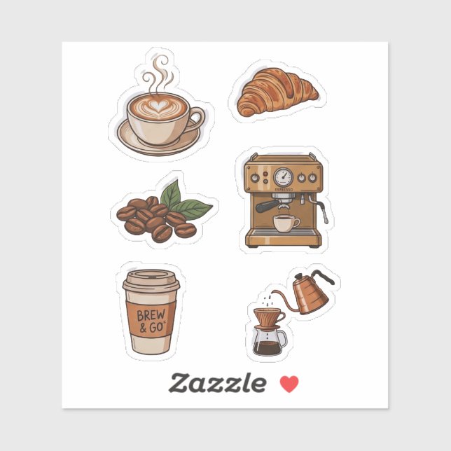 Aesthetic Coffee Shop Sticker Pack (Feuille)